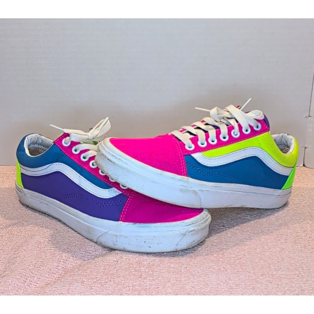 VANS Old Skool Men’s Low Top Lace Up Sneakers Multicolor Colorblock Canvas 8